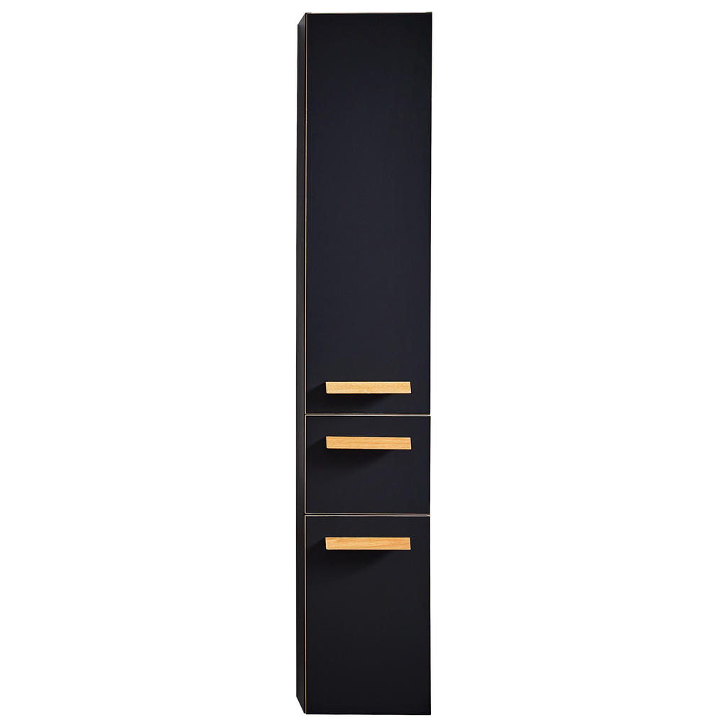 Thumbnail - Dieter Knoll Hochschrank Treviso, Schwarz, Eiche, Holz, Eiche, massiv, 3 Fächer, 1 Schubladen, 30x168x33 cm, Made in Ger...