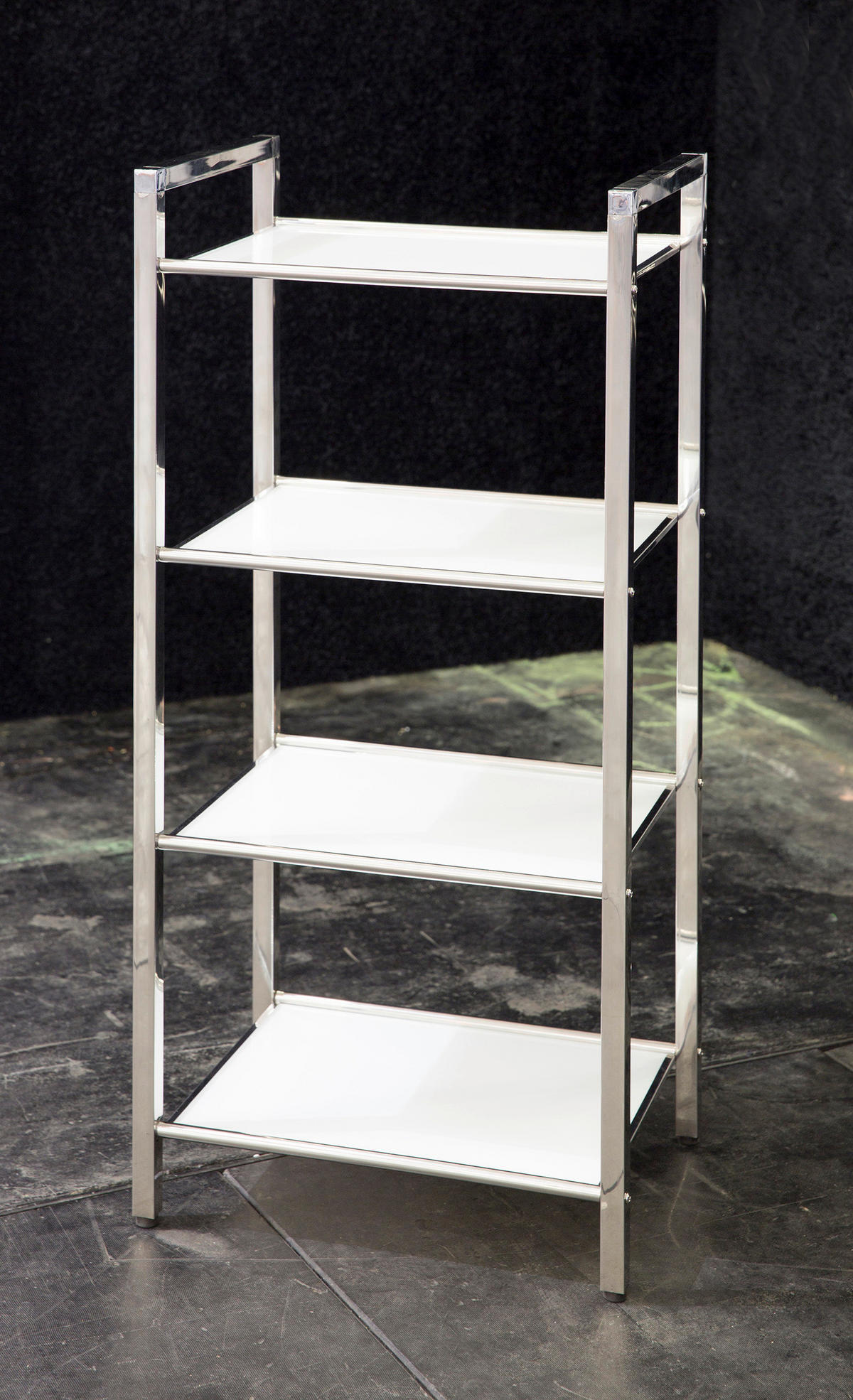 REGAL Weiß, Edelstahlfarben  - Edelstahlfarben/Schwarz, Design, Glas/Kunststoff (30/87/40,5cm)