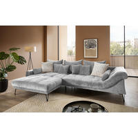 ECKSOFA GARDA in Chenille Silberfarben  192/310 cm  - Silberfarben/Schwarz, KONVENTIONELL, Textil/Metall (192/310cm) - Livetastic