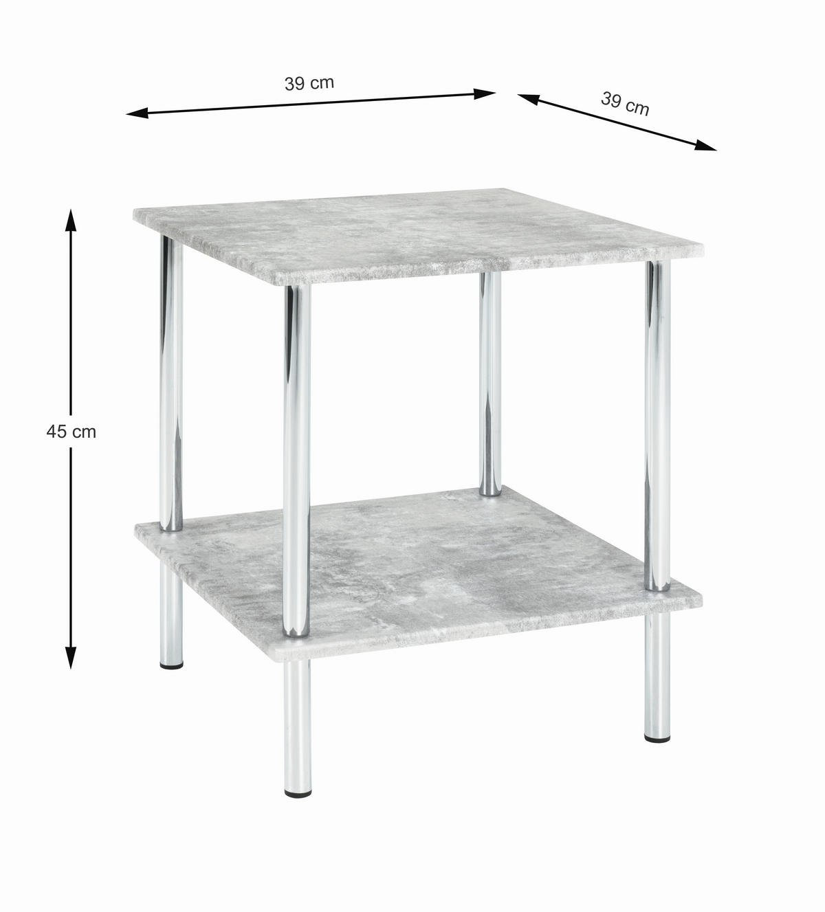 BEISTELLTISCH in Metall, Holzwerkstoff 39/39/45 cm  - Chromfarben/Grau, Basics, Holzwerkstoff/Metall (39/39/45cm)