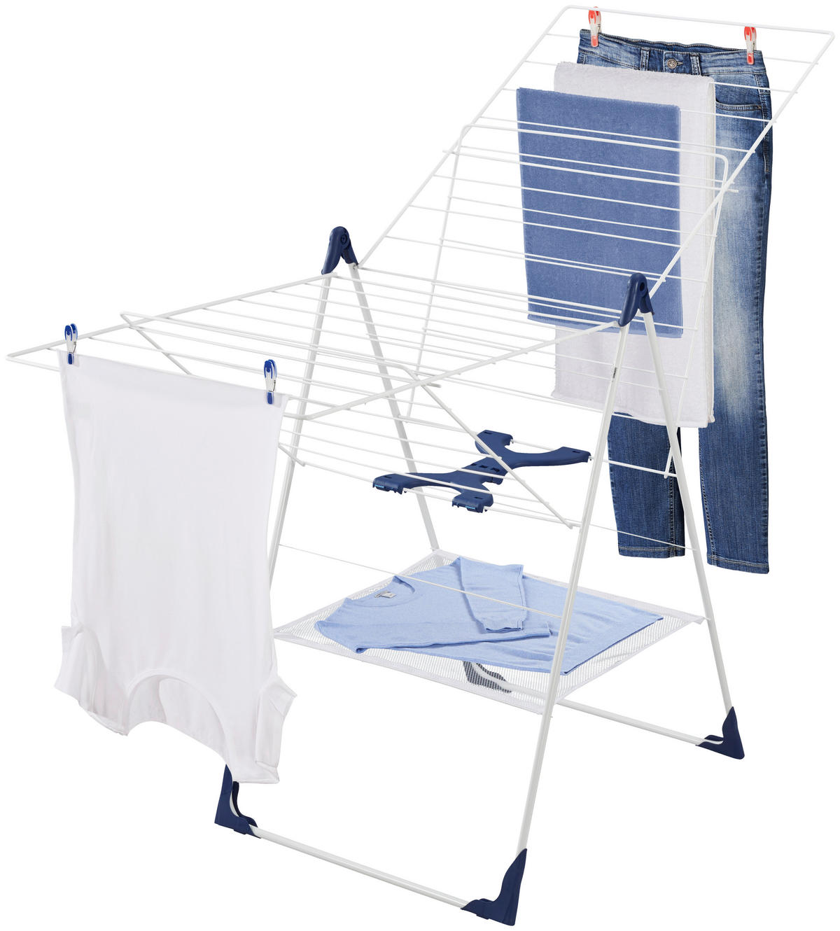 STANDTROCKNER Classic 250 Flex 151/61/94 cm  - Blau/Weiß, Basics, Kunststoff/Metall (151/61/94cm) - Leifheit