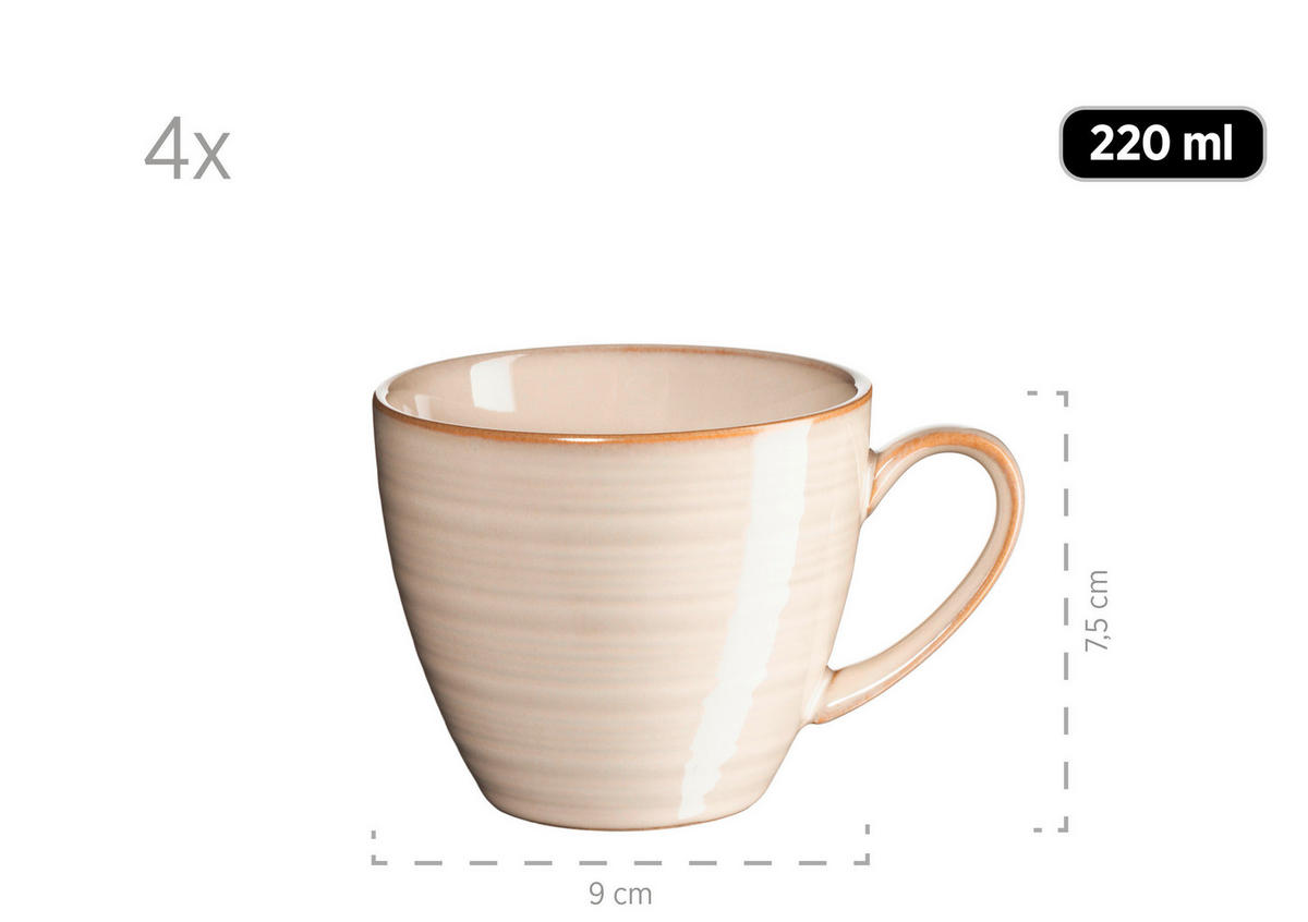 SET MED KOPPAR Nottingham 8 delar  - beige, Basics, keramik (19,5/16,5/18cm) - Mäser