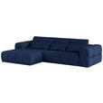 ECKSOFA Dunkelblau Chenille  - Schwarz/Dunkelblau, KONVENTIONELL, Kunststoff/Textil (203/290cm) - Carryhome