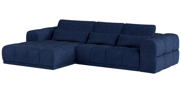 ECKSOFA Dunkelblau Chenille  - Schwarz/Dunkelblau, KONVENTIONELL, Kunststoff/Textil (203/290cm) - Carryhome