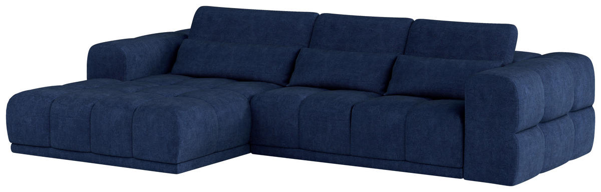 HÖRNSOFFA i chenille mörkblå  - svart/mörkblå, Klassisk, textil/plast (203/290cm) - MID.YOU