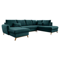 SJEDEĆA GARNITURA tekstil  tirkizna   - tirkizna/prirodne boje, tekstil/drvo (157/312/202cm) - MID.YOU