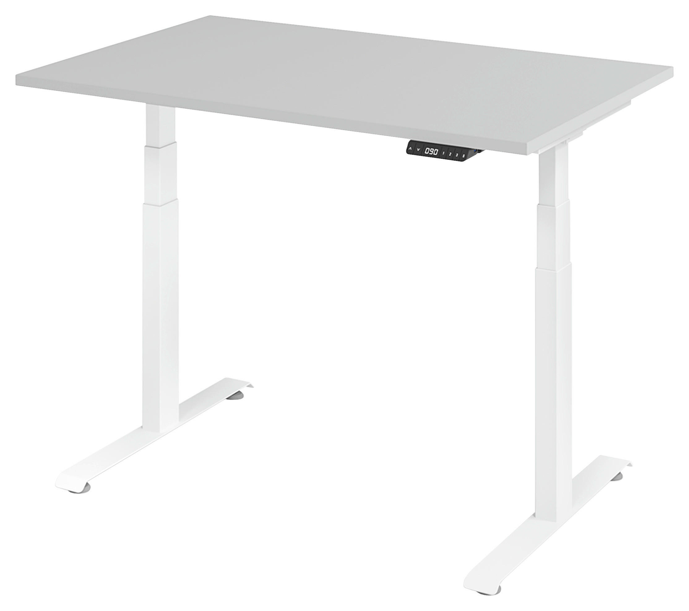 SCHREIBTISCH 120/80/64,5-129,5 cm Grau, Weiß elektrisch höhenverstellbar  - Weiß/Grau, KONVENTIONELL, Holzwerkstoff/Metall (120/80/64,5-129,5cm) - Venda