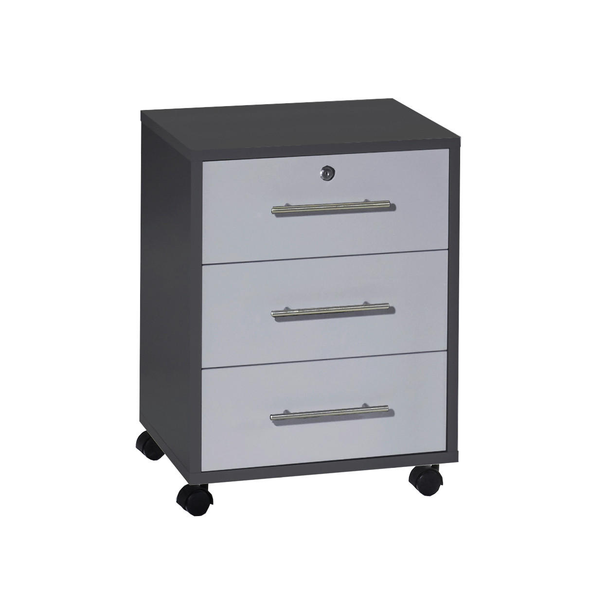 ROLLCONTAINER Anthrazit, Grau  - Anthrazit/Silberfarben, LIFESTYLE, Holzwerkstoff/Metall (44/58/40cm) - MID.YOU
