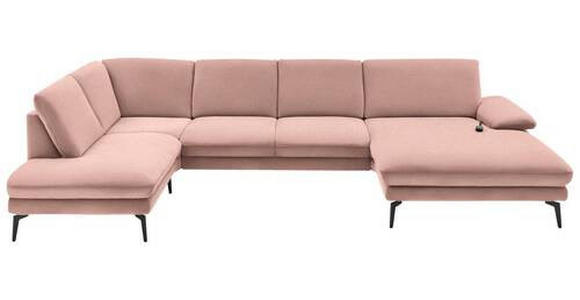 WOHNLANDSCHAFT Rosa Webstoff  - Schwarz/Rosa, Design, Textil/Metall (208/344/180cm) - Dieter Knoll