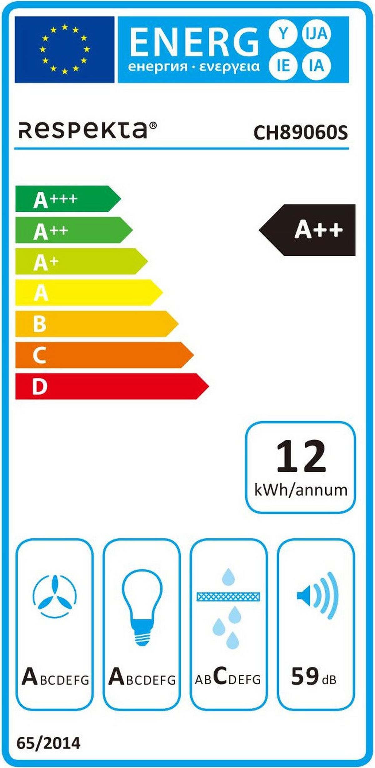 DUNSTABZUGSHAUBE CH89060S  - Schwarz, Trend, Glas/Metall (59,5/74,2-109,2/38,5cm) - Respekta