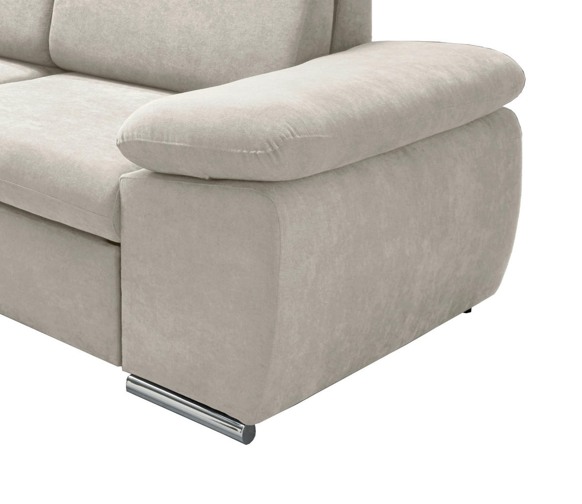 ECKSOFA Creme Mikrofaser  - Chromfarben/Creme, Design, Textil/Metall (228/283cm) - Livetastic