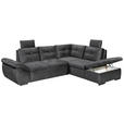 ECKSOFA  in Mikrovelours Grau  - Schwarz/Grau, KONVENTIONELL, Kunststoff/Textil (265/217cm) - Carryhome
