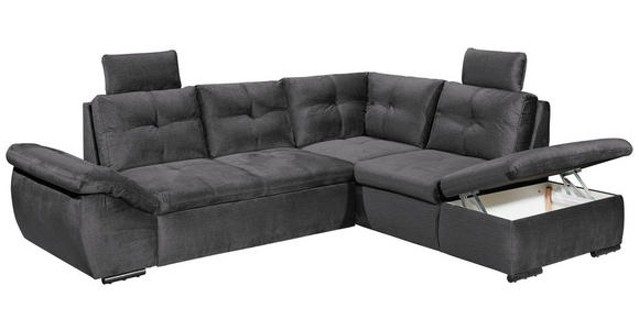 ECKSOFA  in Mikrovelours Grau  - Schwarz/Grau, KONVENTIONELL, Kunststoff/Textil (265/217cm) - Carryhome