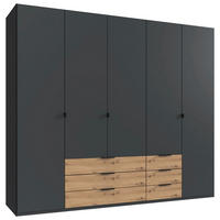 KLEIDERSCHRANK 225/208/58 cm,  in Graphitfarben, Eiche Artisan, 5 Tür(en)  - Schwarz/Graphitfarben, Design, Holzwerkstoff/Metall (225/208/58cm) - Boxxx