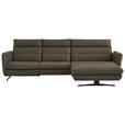 ECKSOFA in Echtleder Graubraun  300/157 cm  - Graubraun/Schwarz, Design, Leder/Metall (300/157cm) - Dieter Knoll