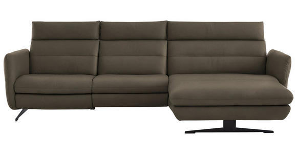 ECKSOFA in Echtleder Graubraun  300/157 cm  - Graubraun/Schwarz, Design, Leder/Metall (300/157cm) - Dieter Knoll