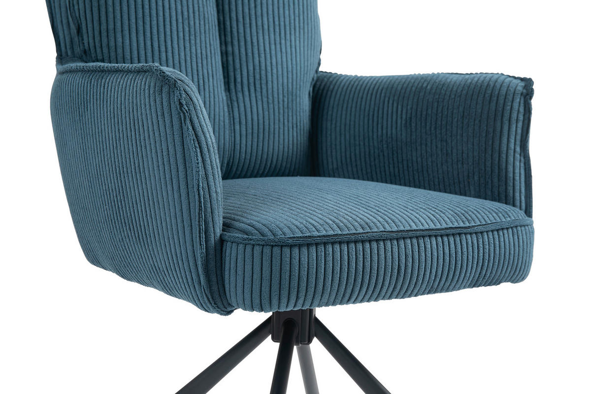 ARMLEHNSTUHL  in Eisen Cord  - Blau/Schwarz, Design, Textil/Metall (62/95/67cm) - Novel