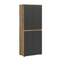 GARDEROBENSCHRANK  in 70/175/37 cm  - Eichefarben/Anthrazit, Design, Holzwerkstoff/Kunststoff (70/175/37cm) - Livetastic