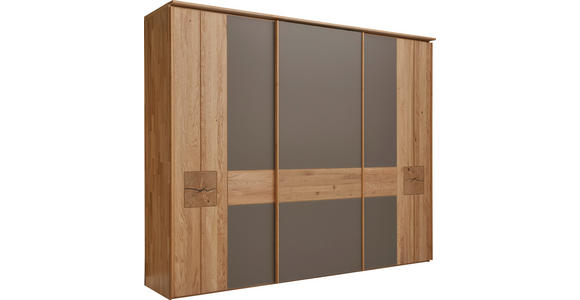 SCHIEBETÜRENSCHRANK 301,9/240,3/67,2 cm 3-türig  - Eichefarben/Braun, Design, Glas/Holz (301,9/240,3/67,2cm) - Valnatura