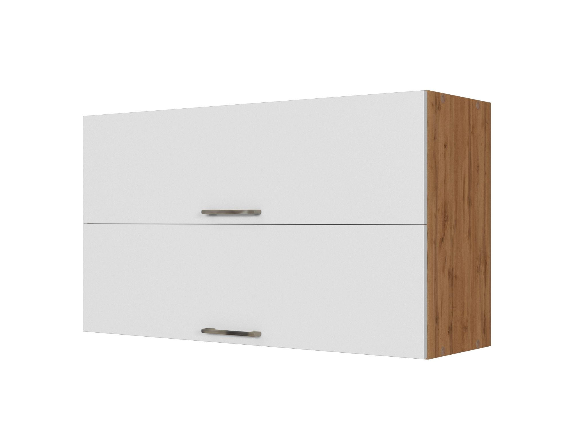 KÜCHENOBERSCHRANK 100/57/34 cm  in Weiß, Eiche Wotan  - Chromfarben/Eiche Wotan, MODERN, Holzwerkstoff/Metall (100/57/34cm) - Held