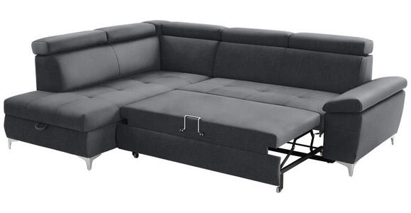 ECKSOFA in Samt Grau, Dunkelgrau  - Chromfarben/Dunkelgrau, KONVENTIONELL, Textil/Metall (206/271cm) - Carryhome