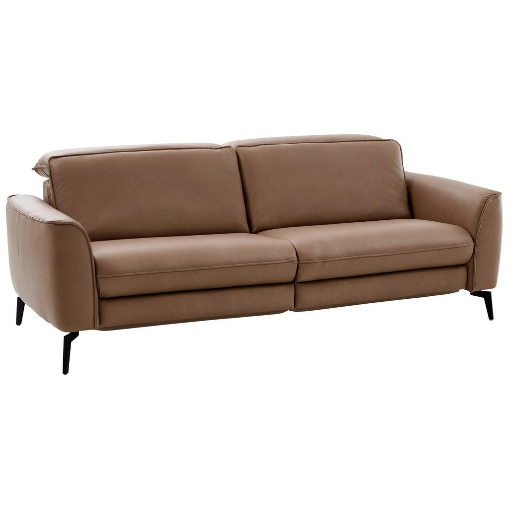 Thumbnail - Valdera 3-Sitzer-Sofa, Haselnuss, Leder, Echtleder, Longlife-Leder, Rindleder, 222x81-106x110 cm, Goldenes M, Typenauswa...