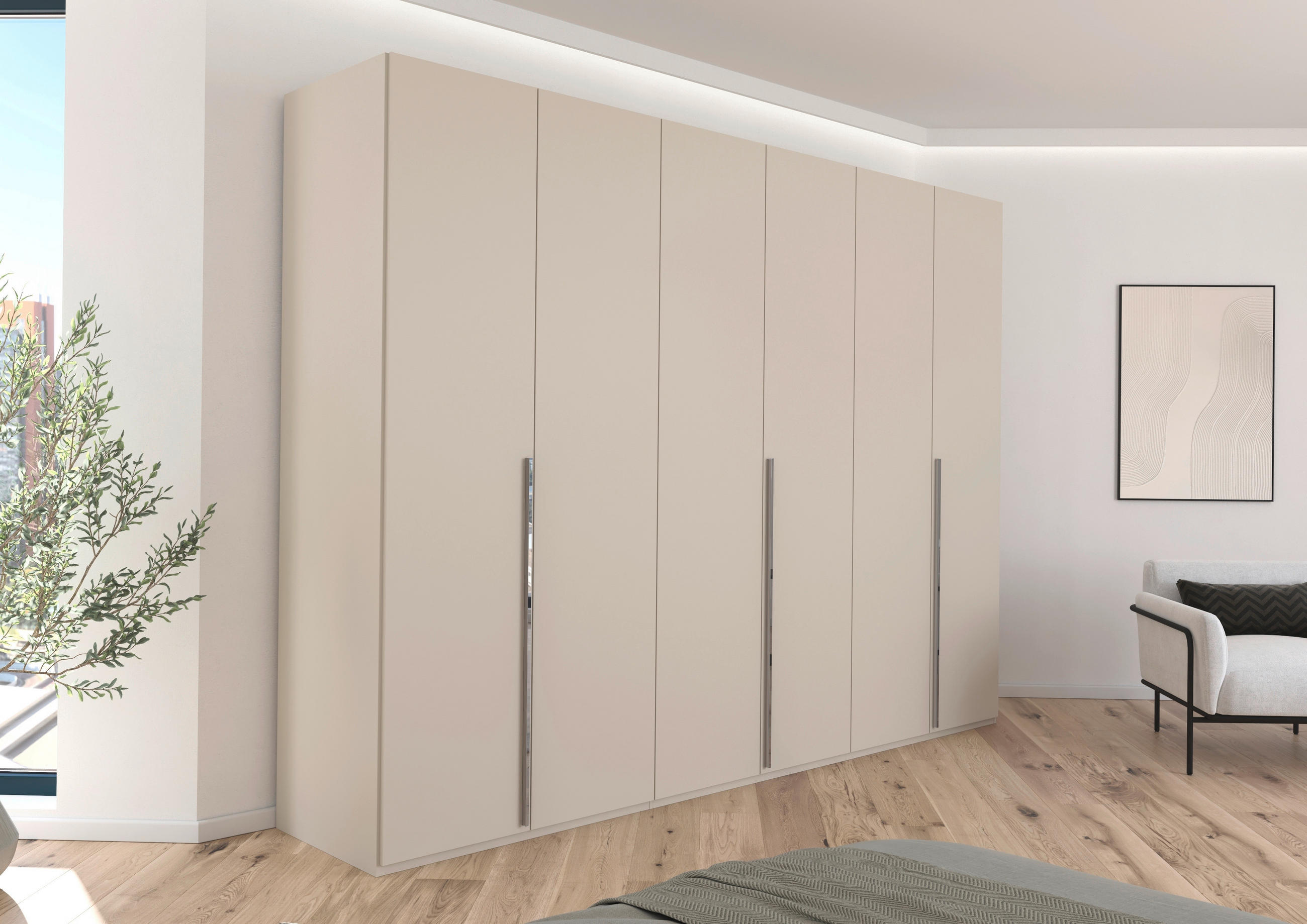 DREHTÜRENSCHRANK 301/223/60 cm 6-türig Champagner  - Chromfarben/Champagner, Design, Holzwerkstoff/Metall (301/223/60cm) - home24