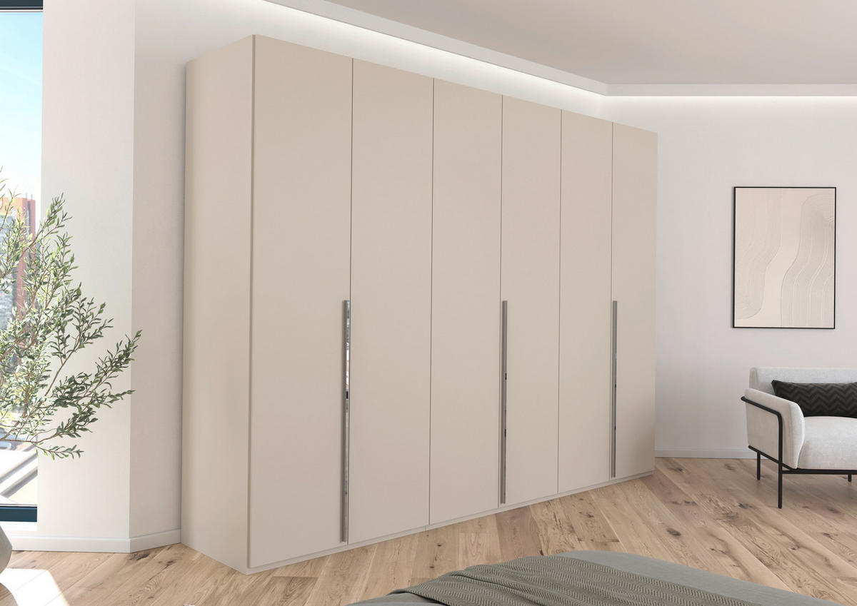 DREHTÜRENSCHRANK 301/223/60 cm 6-türig Champagner  - Chromfarben/Champagner, Design, Holzwerkstoff/Metall (301/223/60cm) - home24