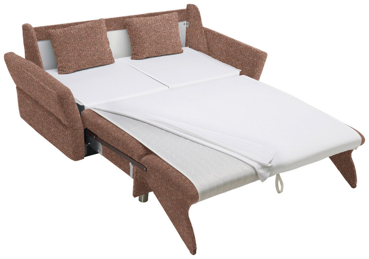 SCHLAFSOFA  in Mikrovelours Terracotta  - Terracotta/Alufarben, KONVENTIONELL, Kunststoff/Textil (176/88/91cm) - Sedda