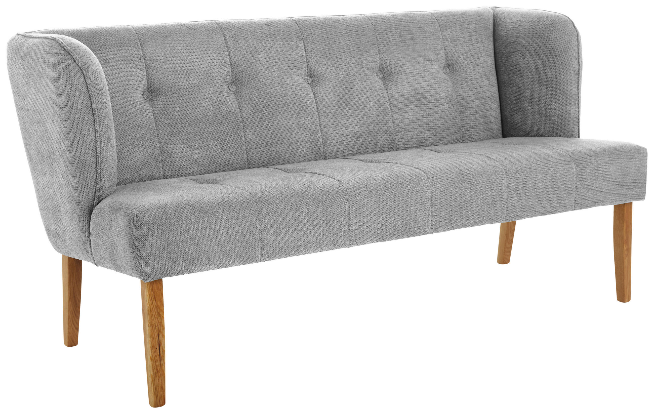 SITZBANK 179/88/76 cm Webstoff Hellgrau Eiche vollmassiv  - Eichefarben/Hellgrau, KONVENTIONELL, Holz/Textil (179/88/76cm) - Cantus