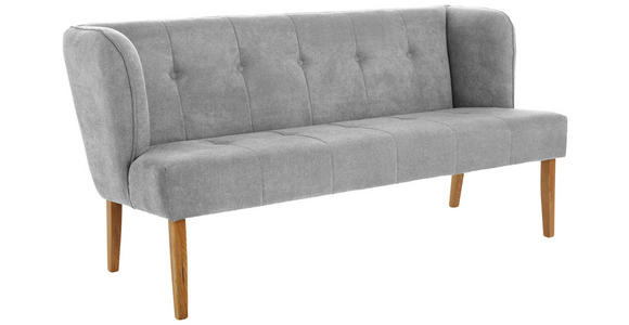 SITZBANK 179/88/76 cm Webstoff Hellgrau Eiche vollmassiv  - Eichefarben/Hellgrau, KONVENTIONELL, Holz/Textil (179/88/76cm) - Cantus