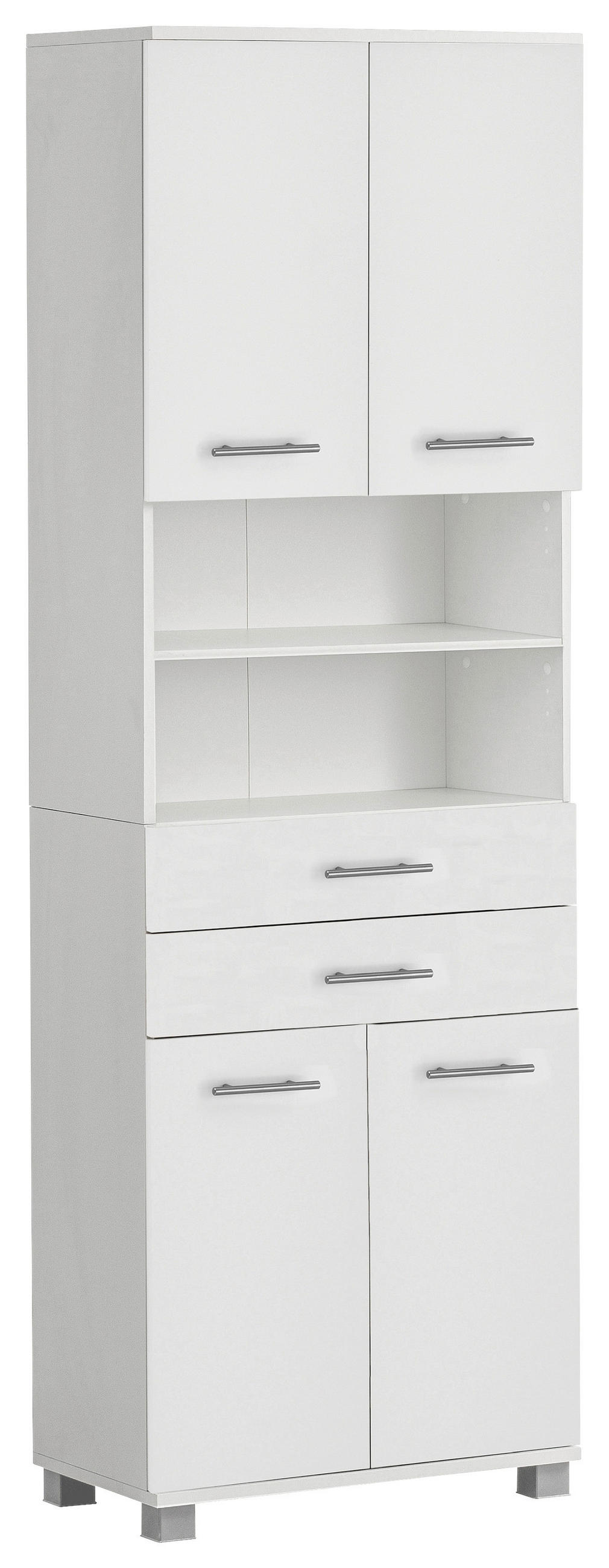 HOCHSCHRANK 60/180,9/32,6 cm  - Weiss/Silberfarben, Modern, Holz/Holzwerkstoff (60/180,9/32,6cm) - Stylife
