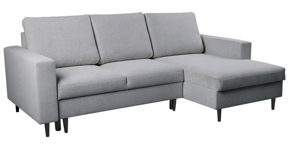 ECKSOFA  in Struktur Hellgrau  - Hellgrau/Schwarz, MODERN, Holz/Kunststoff (230/145cm) - Carryhome