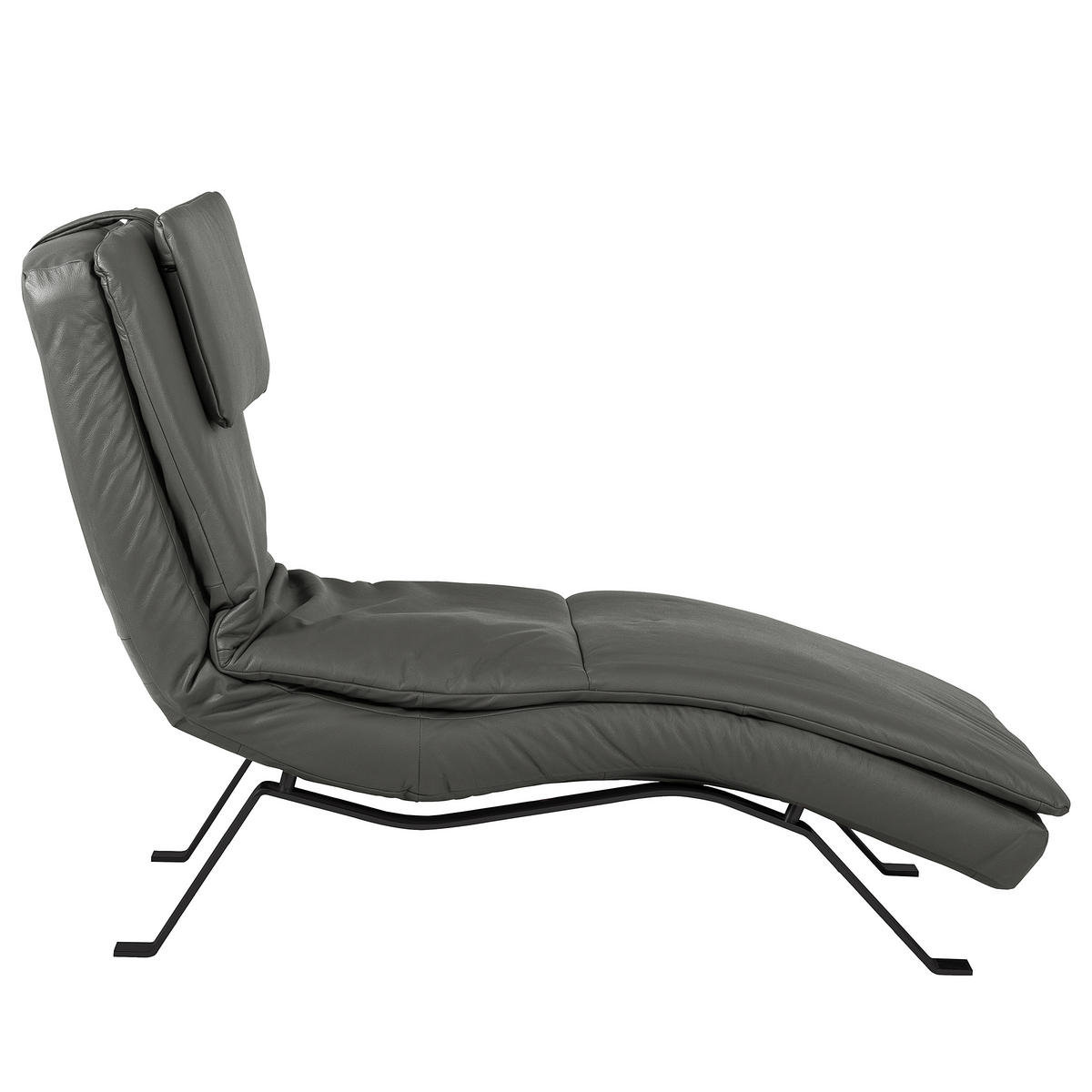 RELAXLIEGE in Echtleder Anthrazit  - Anthrazit/Schwarz, Design, Leder/Metall (65/95/171cm) - Celina Home