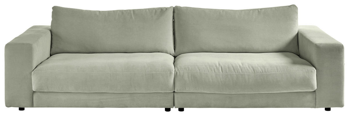 3-SITZER-SOFA in Cord Olivgrün  - Schwarz/Olivgrün, Design, Kunststoff/Textil (290/86/127cm) - Lomoco