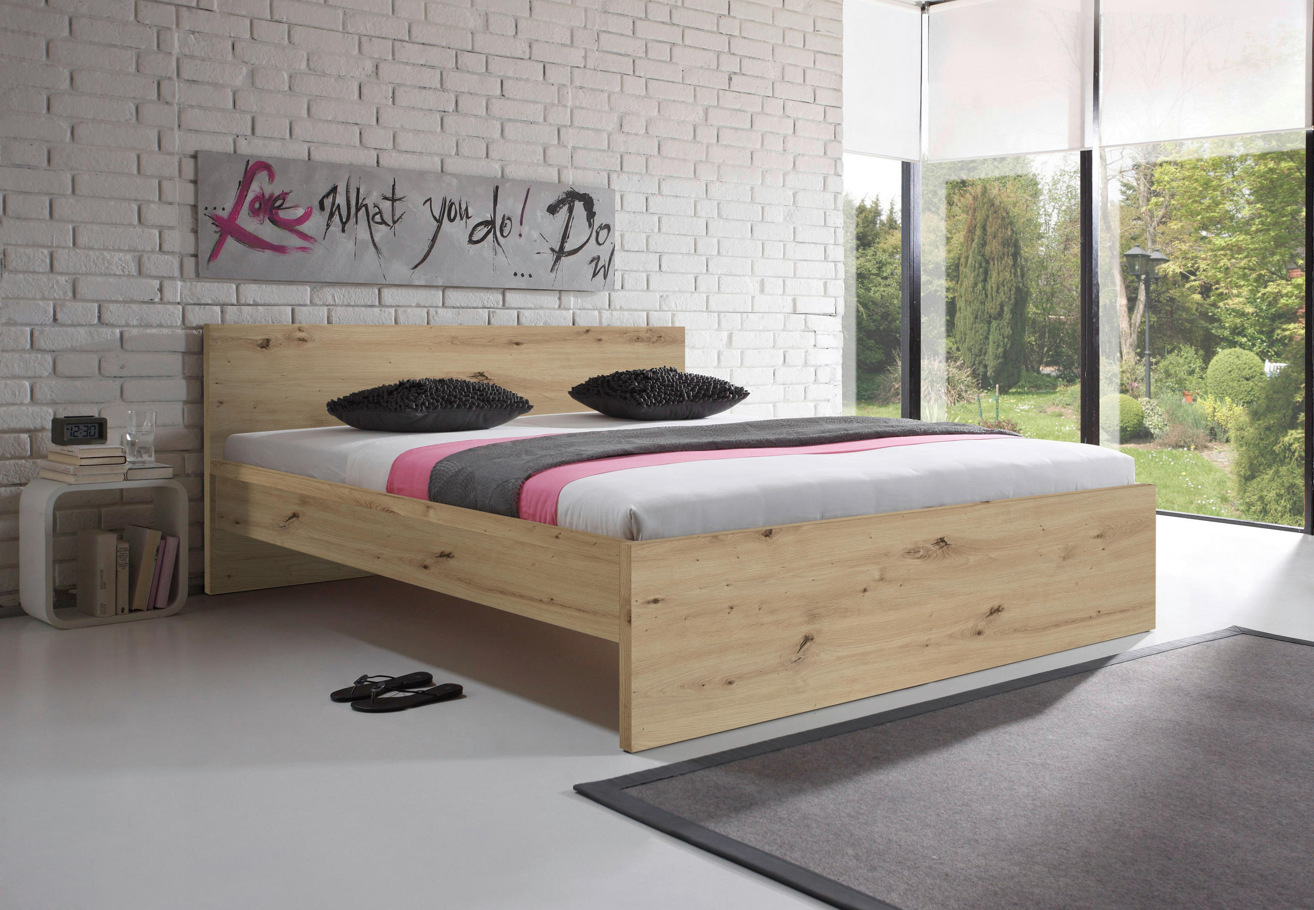 POSTELJA 140 cm x 200 cm , leseni material hrast artisan - hrast artisan, Design, leseni material (140/200cm) - Carryhome