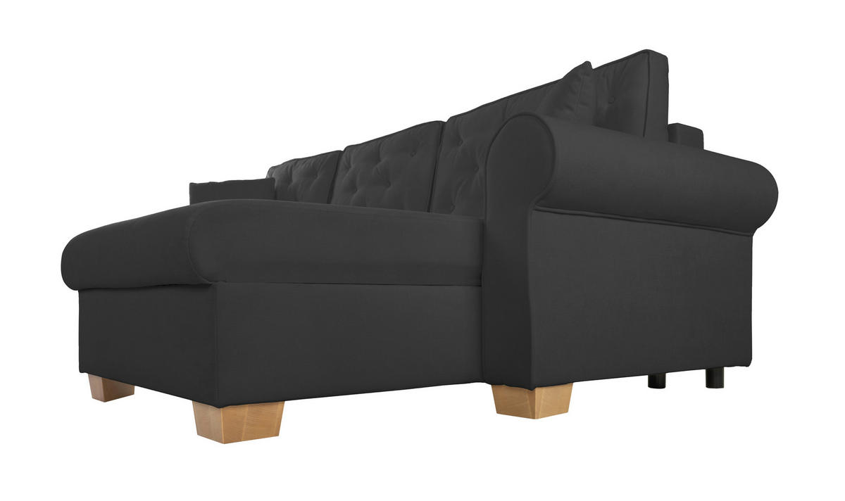 ECKSOFA in Anthrazit  - Anthrazit/Buchefarben, Design, Holz/Textil (266/161cm) - MID.YOU