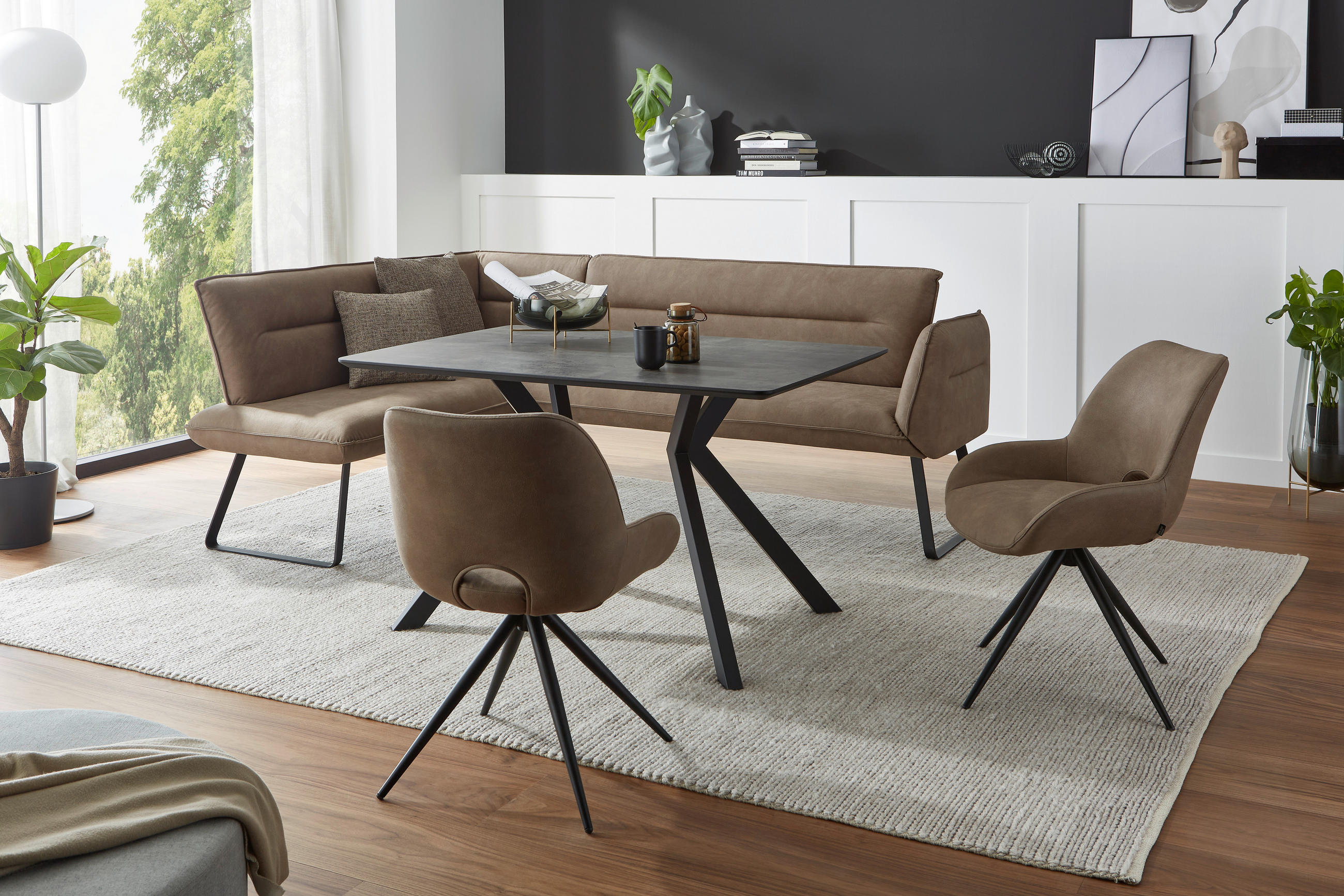 ESSTISCH rechteckig Grau, Schwarz  - Schwarz/Grau, Design, Kunststoff/Metall (130/90/76cm) - Dieter Knoll
