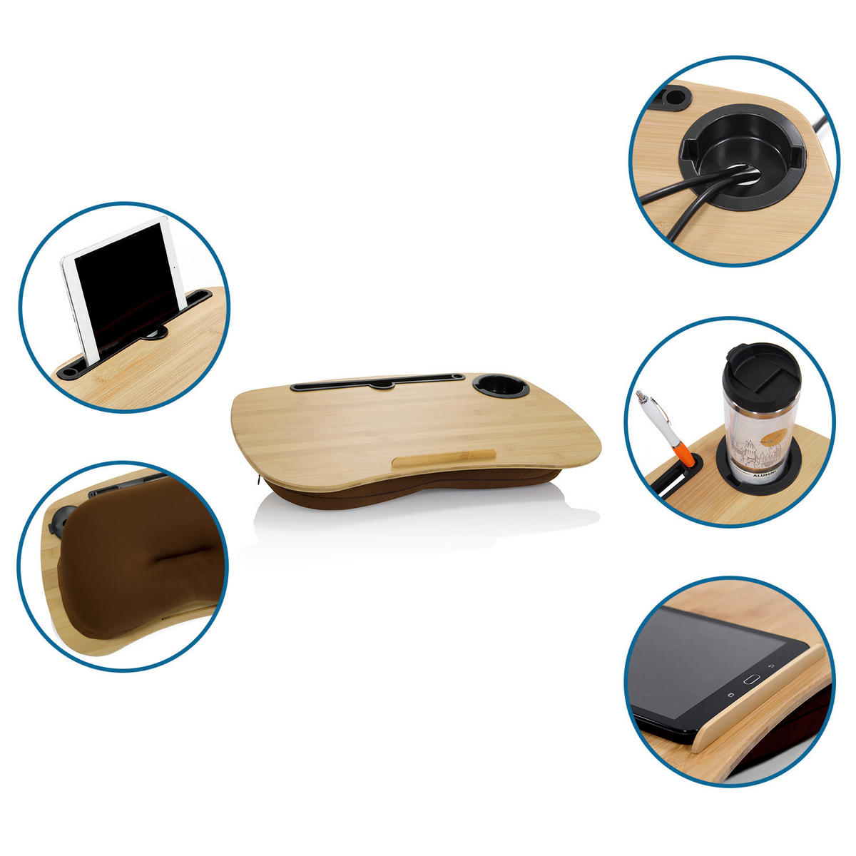 LAPTOPSTÖD - brun, Basics, trä/textil (54/9,5/34,5cm) - MID.YOU