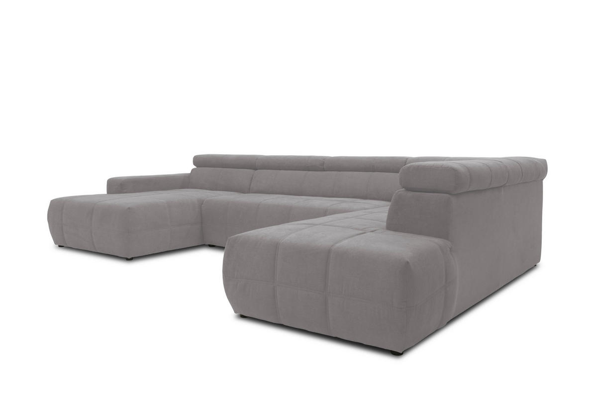 WOHNLANDSCHAFT Silberfarben Mikrofaser  - Silberfarben/Schwarz, Design, Kunststoff/Textil (175/359/228cm) - MID.YOU