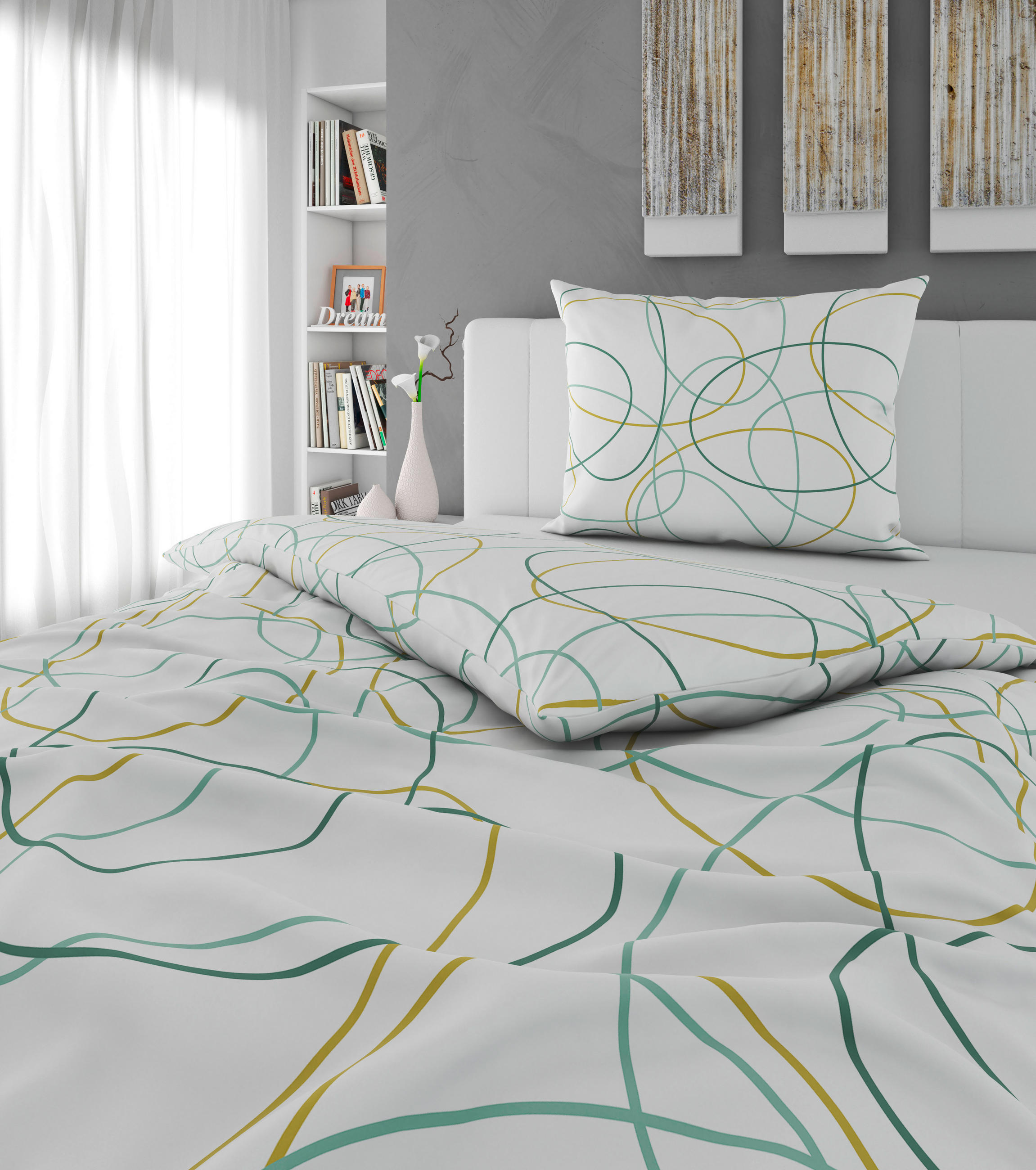 BETTWÄSCHE Mavie Renforcé 140/200 cm  - Weiß/Grün, KONVENTIONELL, Textil (140/200cm) - Esposa