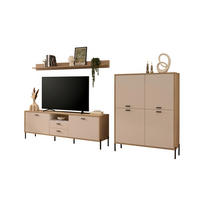 WOHNWAND 3-teilig  in Eichefarben, Kaschmir  320/170/40 cm    - Kaschmir/Eichefarben, Design, Holzwerkstoff/Metall (320/170/40cm) - MID.YOU