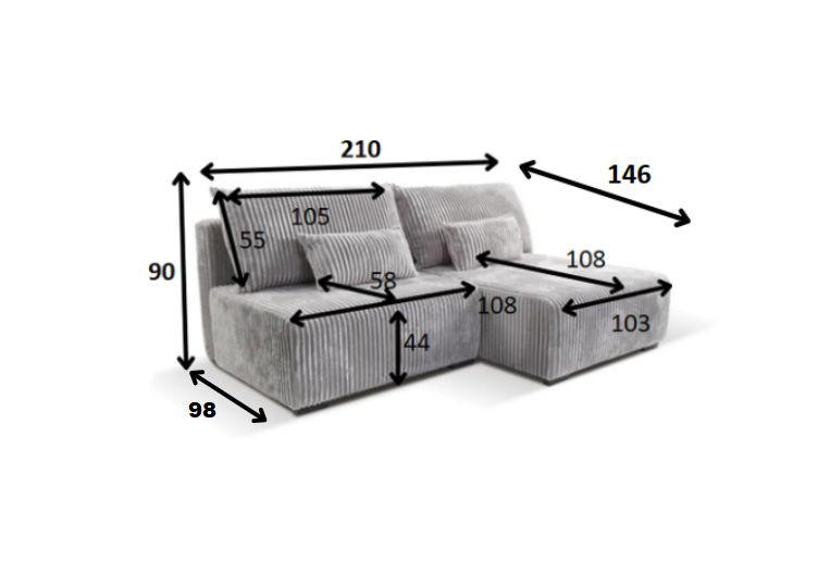 Thumbnail - Carryhome Ecksofa, Grau, Textil, Buche, Hartholz, 3-Sitzer, Füllung: Polyurethan (PUR),Polyurethan (Pur), Ottomane recht...