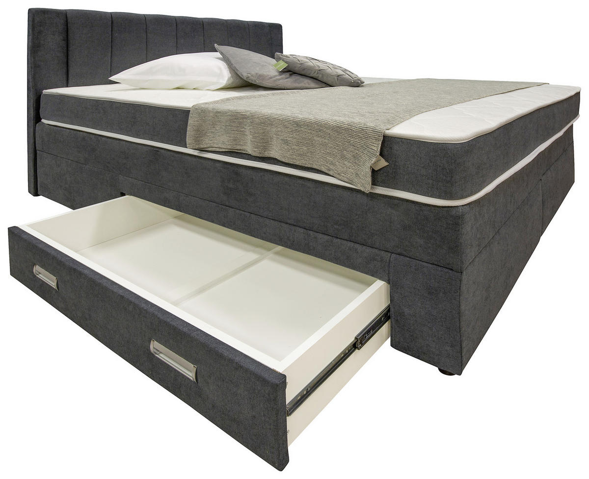 BOXSPRING KREVET     tamnosiva  - tamnosiva, Konvencionalno, tekstil/pločasti materijal (162/120/210cm) - Carryhome