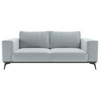 2-SITZER-SOFA beflockt Hellgrau  - Hellgrau/Schwarz, Design, Holz/Textil (250/87/95cm) - MID.YOU