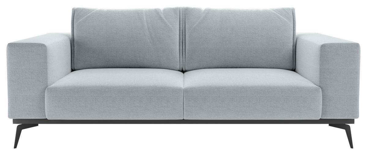 2-SITZER-SOFA beflockt Hellgrau  - Hellgrau/Schwarz, Design, Holz/Textil (250/87/95cm) - MID.YOU