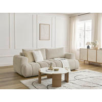 SCHLAFSOFA FUJI Bouclé Beige  inkl.  - Beige/Schwarz, MODERN, Kunststoff/Textil (251/113/88cm)