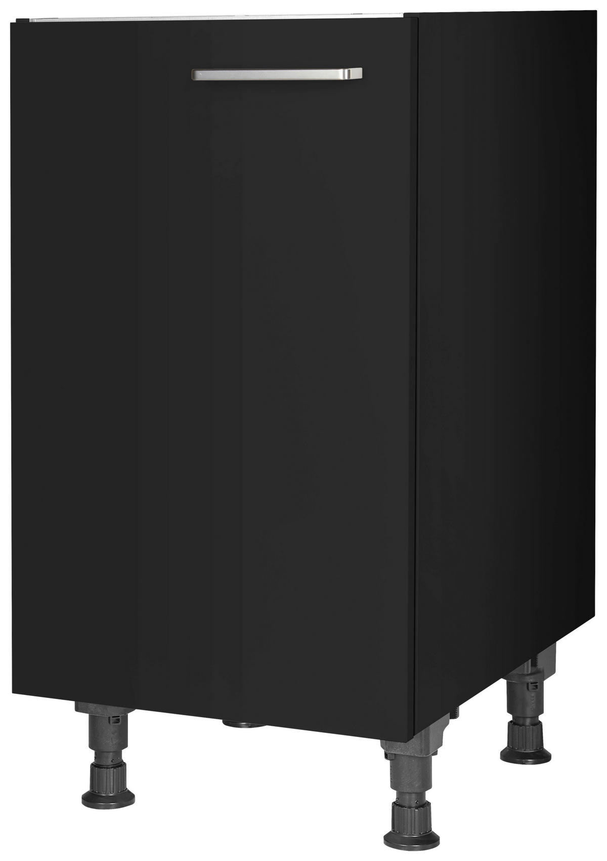 SPÜLENUNTERSCHRANK 45/87/56 cm  in Schwarz  - Edelstahlfarben/Schwarz, MODERN, Holzwerkstoff/Metall (45/87/56cm) - Nobilia