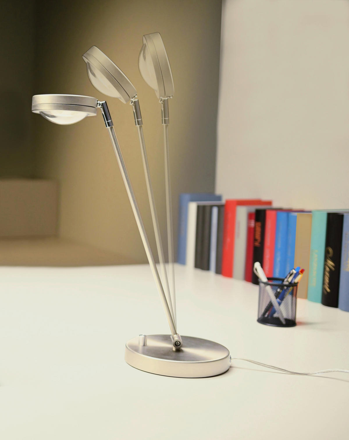 LED-SCHREIBTISCHLEUCHTE 18/47,7 cm   - Nickelfarben, Design, Metall (18/47,7cm)