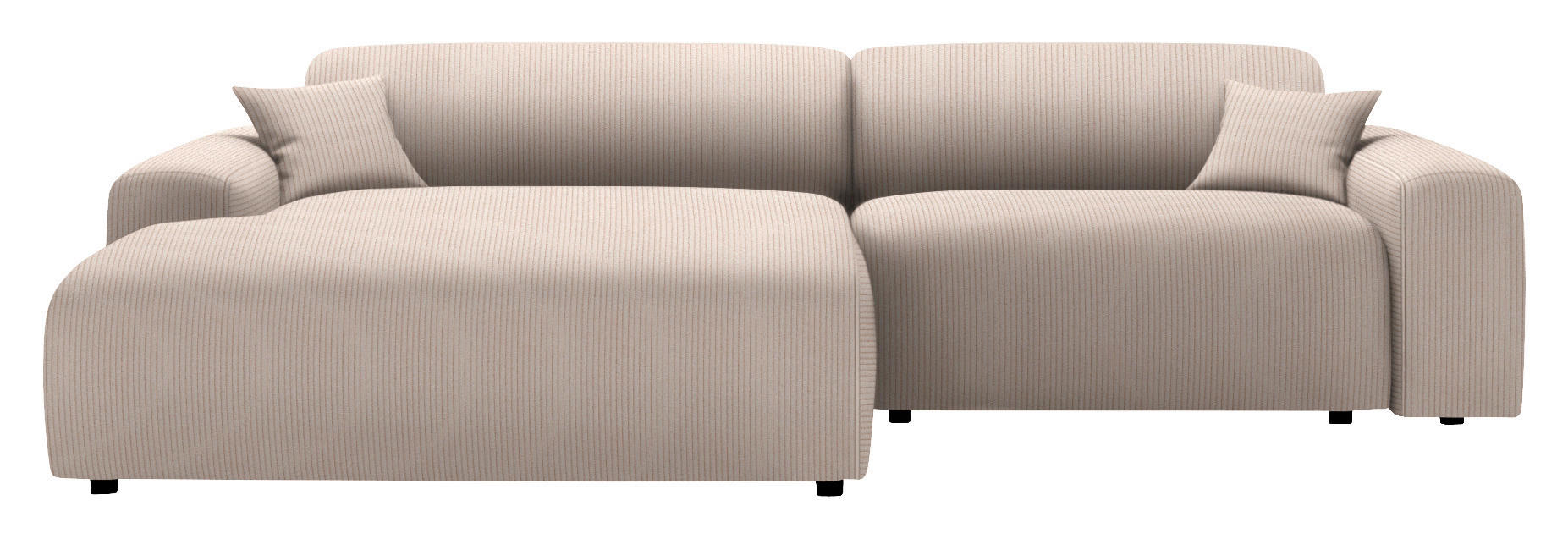 ECKSOFA in Velours, Feincord Beige  178/292 cm  - Beige/Schwarz, Design, Kunststoff/Textil (178/292cm) - home24
